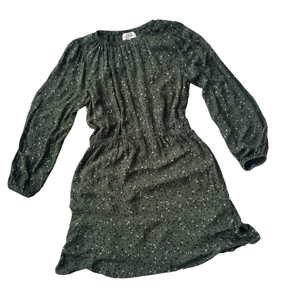 Cloth & Stone Olive Green Leopard Print Lined Dress Size Small